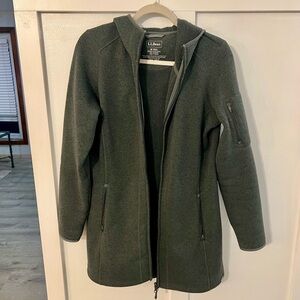 L.L. Bean Women's Dark Green Hooded Zip Coat